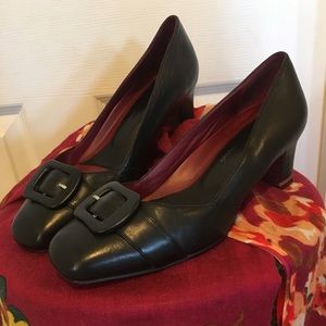 Black Italian Leather Heels Size 8.5